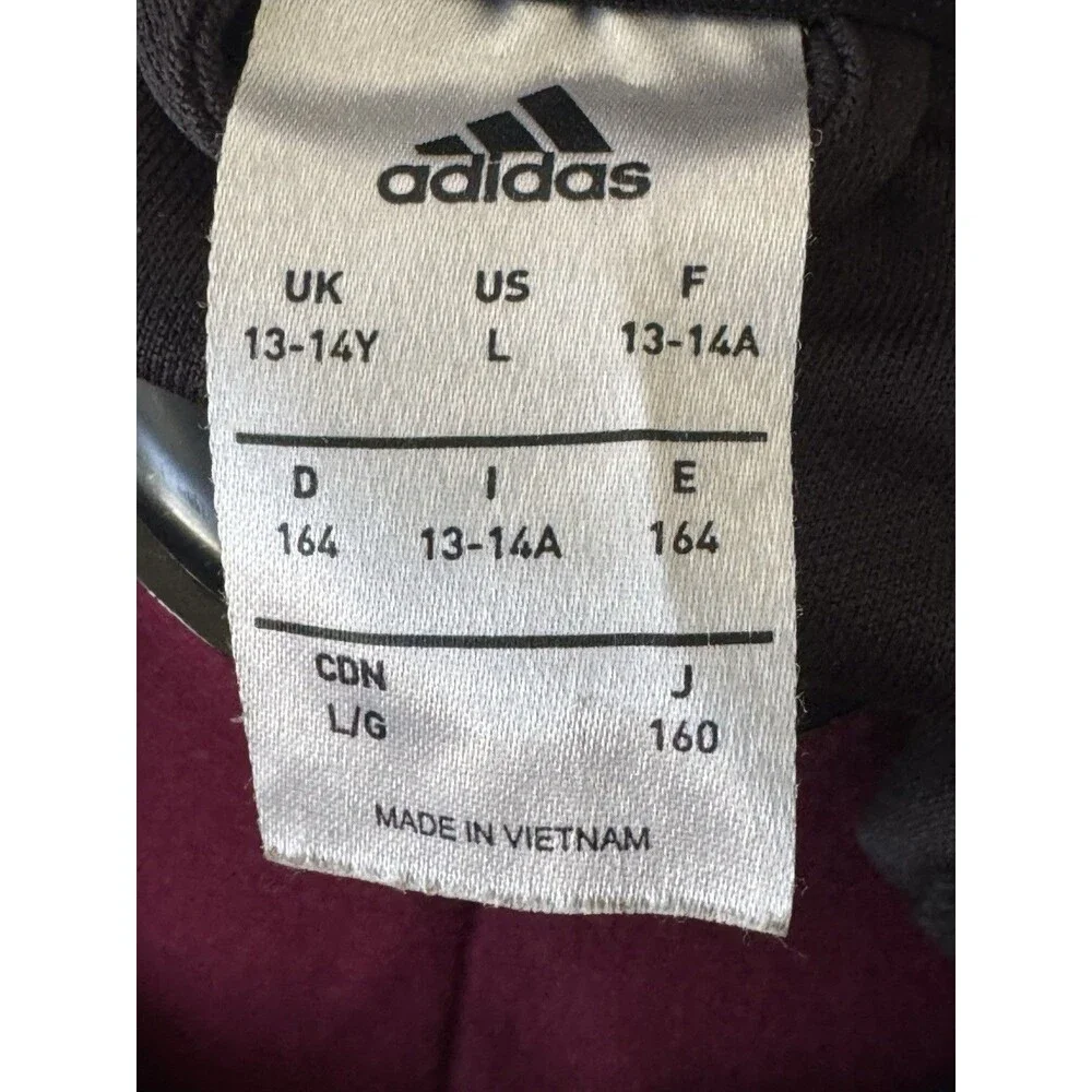Adidas ClimaLite Youth Large Black Full Zip Track Jacket 13-14Y